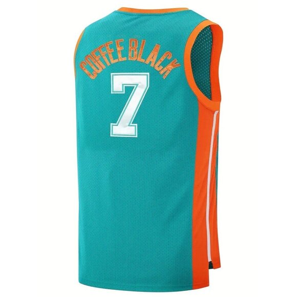 Flint Tropics Coffee Black #7 Semi Pro Movie Basketball Jersey Green Mens - Picture 3 of 8